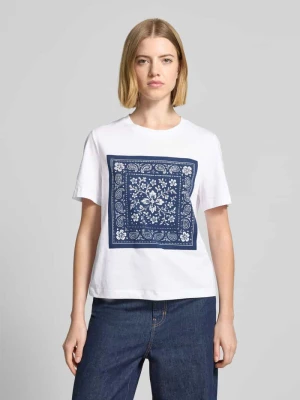 t-shirt z nadrukiem z motywem i obszyciem ozdobnymi kamieniami Rich & Royal
