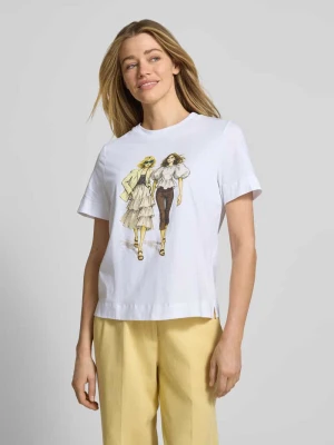 t-shirt z nadrukiem z motywem i obszyciem z kamieni stras Rich & Royal