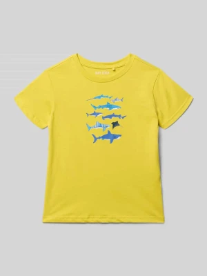 t-shirt z nadrukiem z motywem i okrągłym dekoltem BLUE SEVEN Ciemnożółty