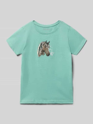 t-shirt z nadrukiem z motywem i okrągłym dekoltem BLUE SEVEN