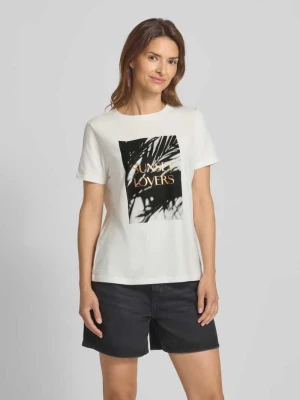 T-shirt z nadrukiem z motywem i okrągłym dekoltem comma