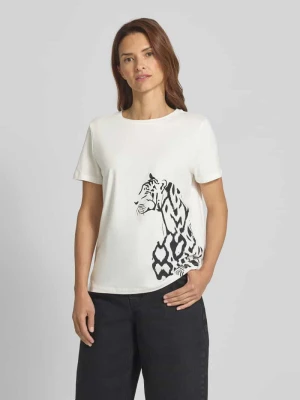 T-shirt z nadrukiem z motywem i okrągłym dekoltem comma