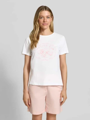 t-shirt z nadrukiem z motywem i okrągłym dekoltem Gant Biały