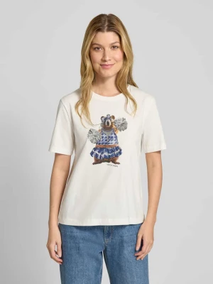 T-shirt z nadrukiem z motywem i okrągłym dekoltem Marc Cain