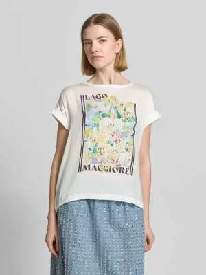 t-shirt z nadrukiem z motywem i okrągłym dekoltem milano italy