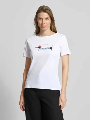 T-shirt z nadrukiem z motywem i okrągłym dekoltem MORE & MORE