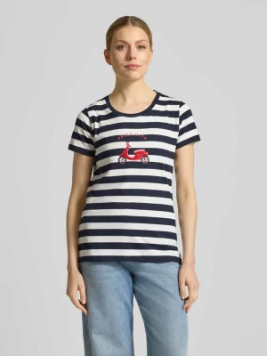 t-shirt z nadrukiem z motywem i okrągłym dekoltem MORE & MORE