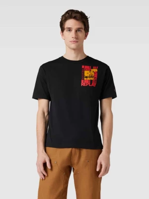 T-shirt z nadrukiem z motywem i okrągłym dekoltem Replay