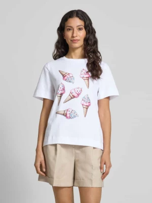 T-shirt z nadrukiem z motywem i okrągłym dekoltem Rich & Royal