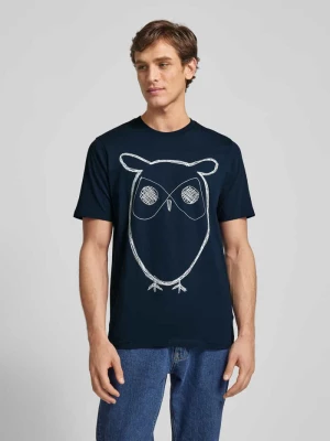 T-shirt z nadrukiem z motywem model ‘big owl’ Knowledge Cotton Apparel