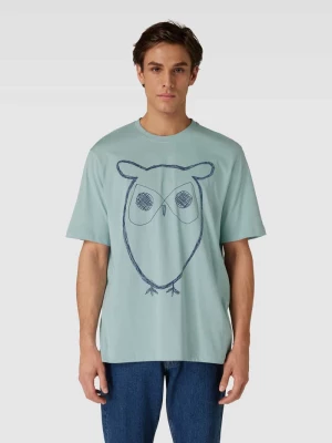 T-shirt z nadrukiem z motywem model ‘big owl’ Knowledge Cotton Apparel