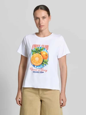 T-shirt z nadrukiem z motywem model 'Or44ange' ZABAIONE Biały