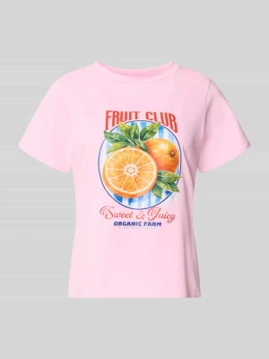 T-shirt z nadrukiem z motywem model 'Or44ange' ZABAIONE Różowy