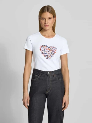 t-shirt z nadrukiem z motywem MORE & MORE Biały