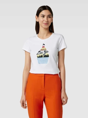 T-shirt z nadrukiem z motywem z logo Liu Jo White