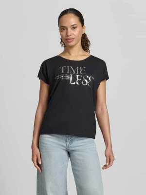 T-shirt z nadrukiem z napisem i okrągłym dekoltem Christian Berg Czarny