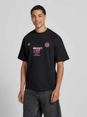 T-shirt z nadrukiem z napisem i okrągłym dekoltem Redefined Rebel