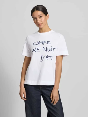 T-shirt z nadrukiem z napisem i okrągłym dekoltem Rich & Royal