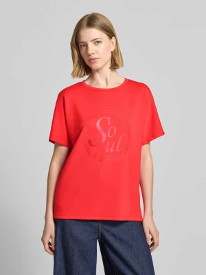 t-shirt z nadrukiem z napisem model 'BANU' Soyaconcept Koralowy