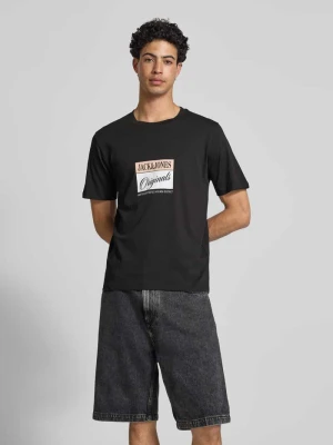 t-shirt z nadrukiem z napisem model 'RHYERES' Jack&Jones Czarny