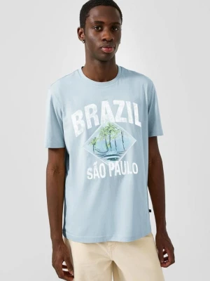 T-shirt z nadrukiem z przodu QS niebieski