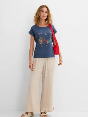 T-shirt z nadrukiem z roślinnym motywem bonprix