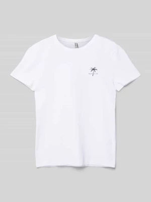 T-shirt z nadrukiem z tyłu model ‘Palm Club’ Blue Effect