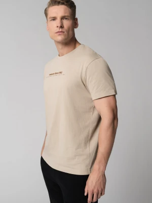 T-shirt z napisem, Comfort Fit, T-FIT Volcano Beżowy