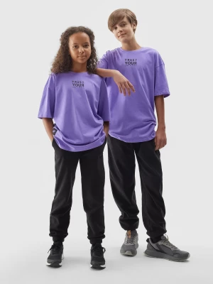 T-shirt z napisem dziecięcy - fioletowy 4F