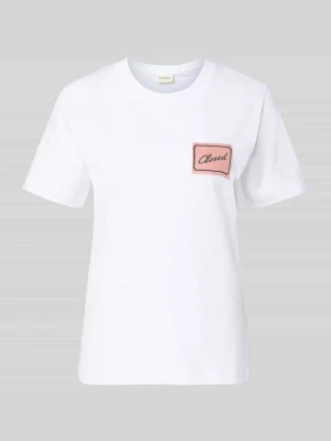 t-shirt z naszywką z logo i okrągłym dekoltem Closed Biały