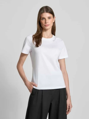 T-shirt z obszyciem kamieniami stras i okrągłym dekoltem Joop!