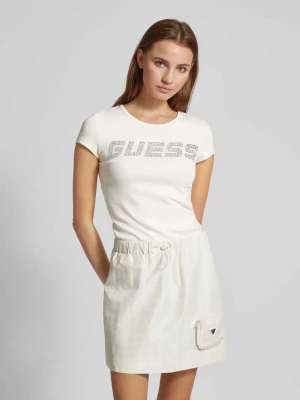 T-shirt z obszyciem kamieniami stras model ‘KIARA’ Guess Activewear