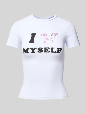 T-shirt z obszyciem kamieniami stras model ‘Love Yourself'’ FELICIOUS