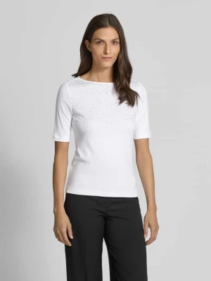 T-shirt z obszyciem ozdobnymi kamieniami i okrągłym dekoltem Christian Berg Woman