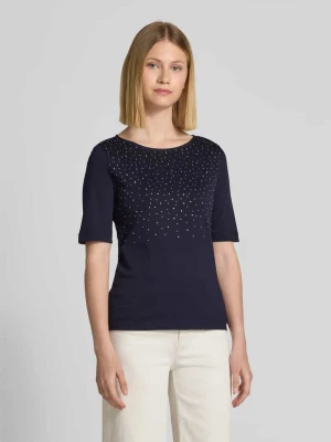 T-shirt z obszyciem ozdobnymi kamieniami i okrągłym dekoltem Christian Berg Woman
