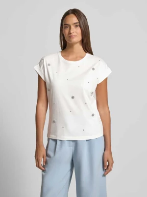 t-shirt z obszyciem ozdobnymi kamieniami i okrągłym dekoltem Christian Berg Woman