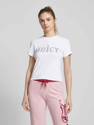 T-shirt z obszyciem ozdobnymi kamieniami i okrągłym dekoltem Juicy Couture