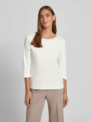T-shirt z obszyciem ozdobnymi kamieniami i rękawami o dł. 3/4 Christian Berg Woman