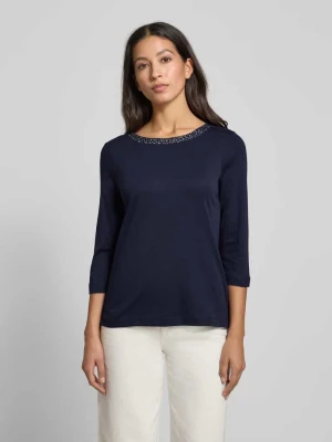 T-shirt z obszyciem ozdobnymi kamieniami i rękawami o dł. 3/4 Christian Berg Woman