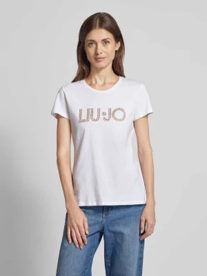 T-shirt z obszyciem ozdobnymi kamieniami z logo Liu Jo White