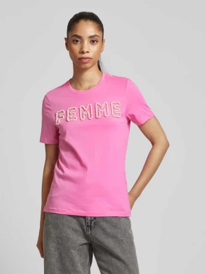 T-shirt z obszyciem perełkami model ‘NANNA’ Only
