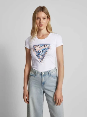 T-shirt z obszyciem z kamieni stras Guess