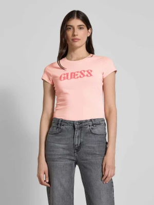 T-shirt z obszyciem z kamieni stras Guess