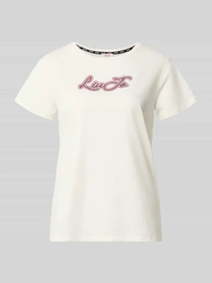 T-shirt z obszyciem z kamieni stras Liu Jo Biały