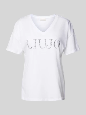 T-shirt z obszyciem z kamieni stras Liu Jo White