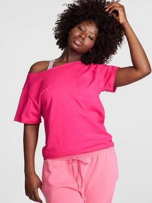 T‑shirt z odkrytymi ramionami Victoria's Secret Różowy