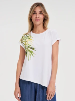 T-shirt z okrągłym dekoltem biały Moodo