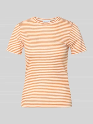 t-shirt z okrągłym dekoltem i blokowymi pasami Rich & Royal Pomarańczowy