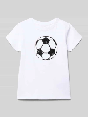 t-shirt z okrągłym dekoltem i dwustronnymi cekinami BLUE SEVEN