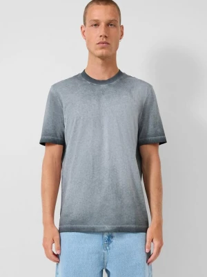 T-shirt z okrągłym dekoltem i efektem sprania o luźnym kroju QS szary